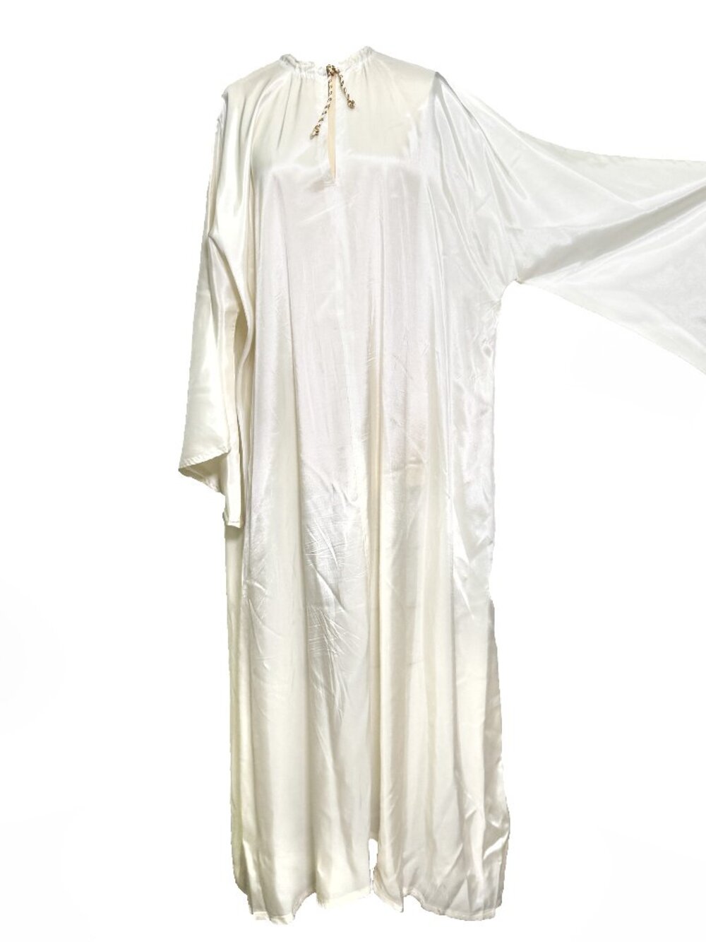 Vintage 1960s/1970s Sheer Ivory Hostess Lounge Caftan Maxi Dress